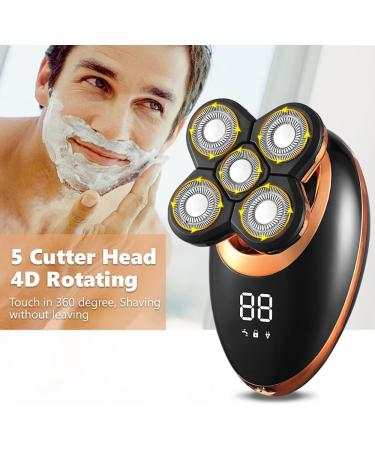 5 in 1 Electric Head Shaver for Bald Men - USB Rechargeable Washable Golden - Professional Hair Clipper & Nose/Ear Trimmer - Buy Online on GoSupps.com