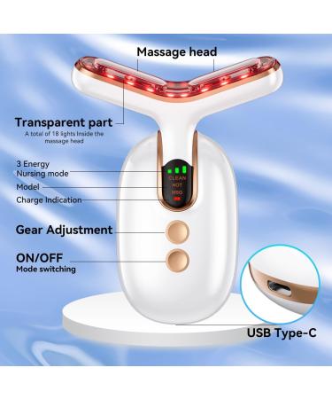Neck Face Massager Device | Multifunctional Facial Massager for Skin Care & Double Chin Relief - Vibration & Thermal - White Gold - Buy Online on GoSupps.com