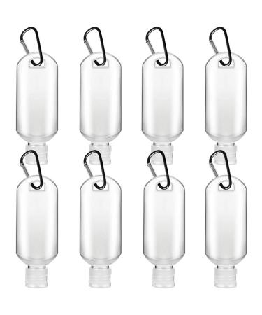VHOPMORE 8 Pcs Travel Size Bottles with Keychain Hand Sanitizer Holder 2 oz Portable Plastic Small Empty Bottles Leakproof Refillable Squeeze Containers for Backpack