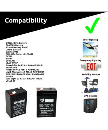Buy ELB-0604 6V 4.5AH SLA Batteries - 5 Pack for Exit Sign Emergency Lights | International Shipping Available - Buy Online on GoSupps.com