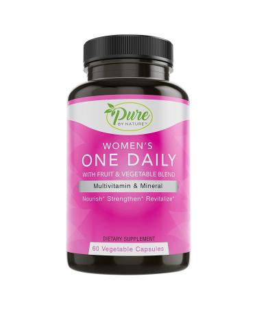 Pure By Nature One-Daily Multivitamin for Women Immune Support Supplement with Non-GMO Ingredient Vitamin & Minerals for Energy 60 Veggie Capsules 60 Count (Pack of 1) - Buy Online on GoSupps.com