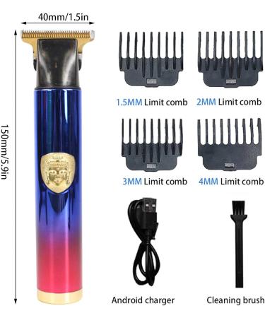 Dous Embossed Hair Clippers | Professional T9 Mens T-Hair Clippers | Embossed Mustache Trimming and Detailing T-Hair Trimmer with 4 Guide Comb Blue Red - Buy Online on GoSupps.com