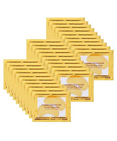 Weafamly 30pcs Gold Eye Mask Powder Crystal Gel Collagen Eye Pads Remove Bags Dark Circles &Puffiness Reduce Wrinkle Moisturising Small