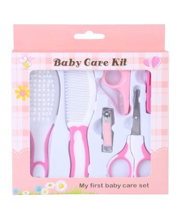 Baby Grooming Kit  6pcs Baby Health Care Kit Nursery Care Kit Baby Health Care Set Portable  Safety Cutter Baby Hair Brush Nail Kit for Nursing Baby Heath and Grooming (Pink)