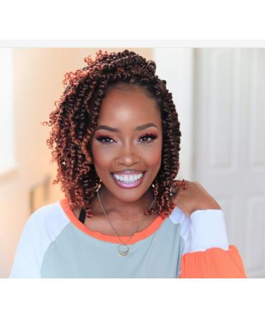 Tiana Passion Twist Hair 10 inch - 7 Packs Orange Pre-twisted Crochet Hair, Pre-looped Long Curly Bohemian Braids Hair for Black Women Synthetic Braiding Hair Extensions (10"7Pcs, T350) 10 Inch (Pack of 7) T350