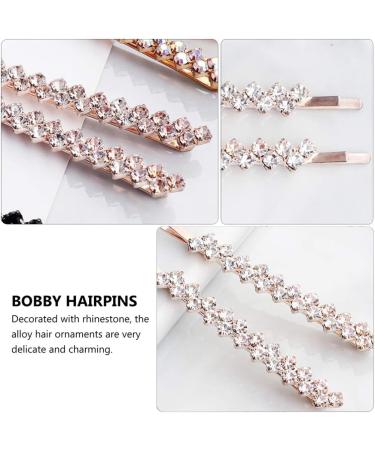 FRCOLOR 2 Pairs Rhinestone Bobby Pin Bling Crystal Metal Hair Clips Sparkly Hairpins Hair Accessories for Lady Women Girls Rose Gold - Buy Online on GoSupps.com