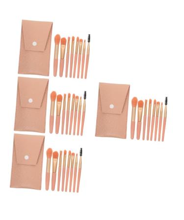 minkissy Makeup Tool 4 Sets Travel Makeup Cosmetology Kit Supple Makeup Brush Powder Applicator Mini Brush Makeup Brush for Women Portable Brush Lip Brush Wooden Handle Wood Cosmetics Miss