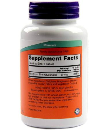 NOW Supplements Zinc 50mg - 100 Tablets | Immune Support and Wellness - Buy Online on GoSupps.com