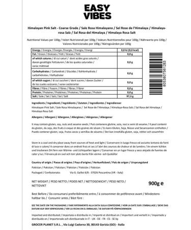 Easy Vibes - Pink Himalayan Salt 900g (COARSE Salt) - Unrefined | Natural | From Punjab Pakistan - Buy Online on GoSupps.com