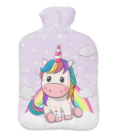 Hot water bottle with sweater cover 2 litres bed bottle with beautiful fleece print cover rubber hot water bottle with lid Einhorn2 092