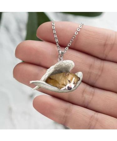 Hujinkan Pendant Chain Necklace Women Stainless Steel Sleeping Angel Dog Wings Necklace Fashion Jewelry Accessory Angle Necklace For New Year Anniversary Dating Easter Thanksgiving Gifts 4 - Buy Online on GoSupps.com