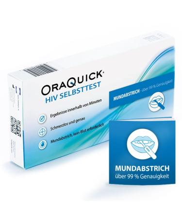 Oraquick HIV self -test - painless and safe with saliva - HIV test for home - recommended by the German AIDShilfe - recognizes HIV -1 and HIV -2 antibodies 1 piece (CE certified)