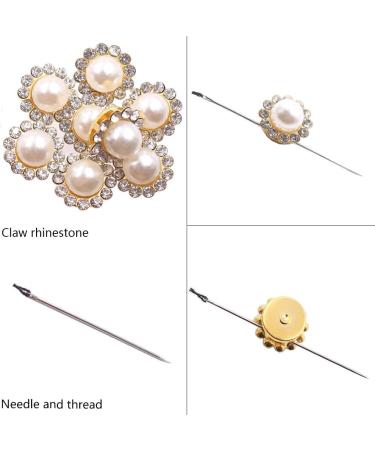 100PCS 12mm Pearl Flower Claw Cup Rhinestones - Gold Flatback Base Shiny Crystals Beads for Clothing Crafts - Buy Online on GoSupps.com