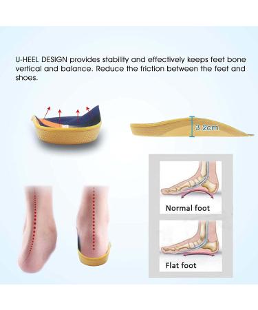 RooRuns Orthotic Insoles 3/4 High Arch Support for Flat Feet & Plantar Fasciitis - Deep Blue Medium Size for Men & Women - Buy Online on GoSupps.com