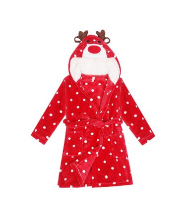 Feiliandajj unisex baby toddler fleece bathrobe cute animal ears terry bathrobe soft morning gids with bags and hooded baby bath coat for boys and girls 1-6 years of 3-4 years red