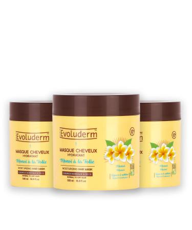 Evoluderm EVOLUDERM - Mono la Folie Moisturizing Hair Mask - 500 ml - 99% Natural Origin - Vegan - Made in France - Pack of 3 x 500 ml