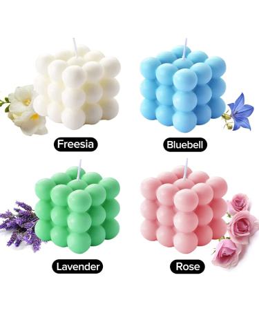 Aokala Scented Bubble Cube Candle 5.4 oz - Freesia (White) | Soy Wax Aromatherapy, Danish Pastel Decorative Candle for Home | Aesthetic Room Decor & Gifts - Buy Online on GoSupps.com