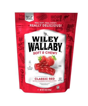 Wiley Wallaby Licorice - CLASSIC RED - Natural Strawberry Flavored Liquorice Candy 10oz 1PACK
