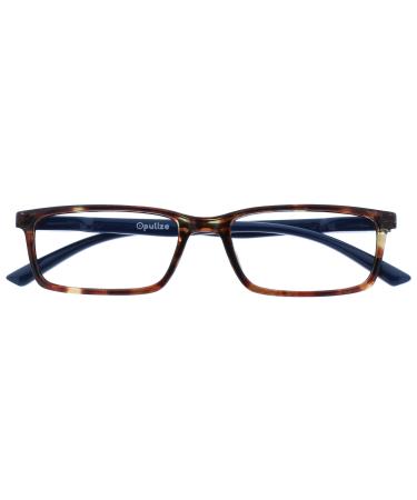 Opulize sea glasses Blue light filter narrow frame spring hinges improve the sleep computer glasses gaming anti-reflective men B9 +3.50 diopters brown blue arm