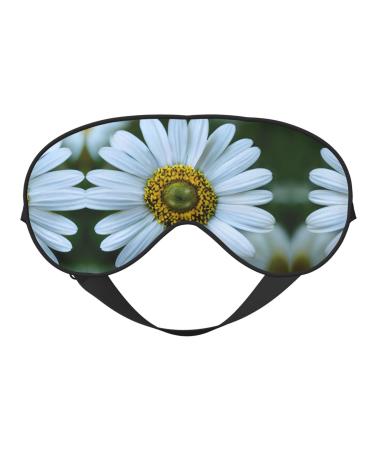 SSIMOO White Daisy Print Ultra-Soft Light-Blocking Eye Mask for Optimal Comfort and Restful Sleep Black