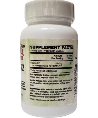 Holly Hill Health Foods Vitamin K2 120 mcg Providing 120 mcg of vitaMK7 K2 60 Vegetarian Capsules - Buy Online on GoSupps.com
