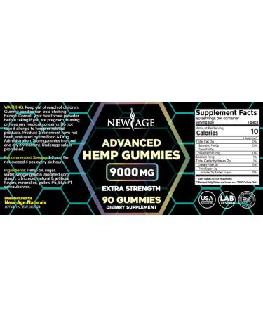 New Age Naturals Advanced Hemp Big Gummies 9000mg - 360 Natural Hemp Oil Infused Gummies - Pack of 2, 180 Count Each - Buy Online on GoSupps.com