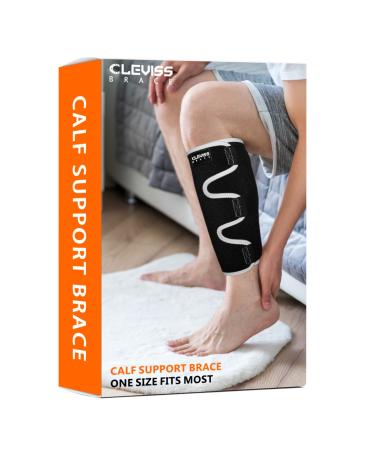 Calf Brace - Adjustable Shin Splint Support - Lower Leg Injury Compression Wrap Increases Circulation, Reduces Muscle Swelling - Calf Pain Relief for Men and Women (Black)