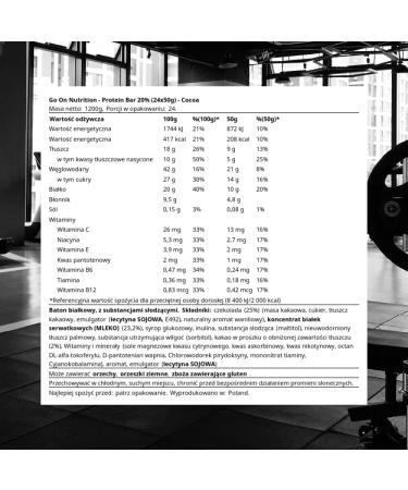 Go On Nutrition Protein Bar 20% (24x50g) Cocoa - Buy Online on GoSupps.com