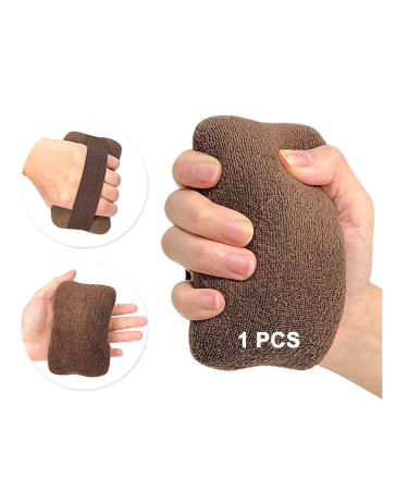 Zelen Palm Grip Protector for Hand Contracture Finger Cushion Palm Hand Splint for Contractures Palm Guard Cushion Grip with Elastic Band for Bedridden Patients Care (Brown 1-PCS) One Size