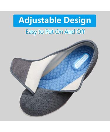 Womens Extra Wide Diabetic Shoes - Adjustable Strap Sneakers for Swollen Feet - Light Blue, Size 8 - Buy Online on GoSupps.com