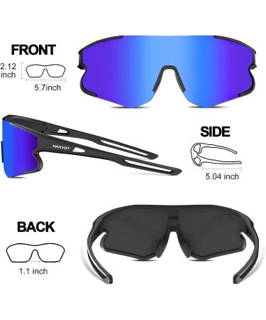 HAAYOT Polarized Cycling Sunglasses for Men Women - 5 Interchangeable Lenses - Black Frame & Blue Lens - Buy Online on GoSupps.com
