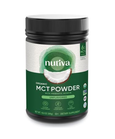 Nutiva Organic MCT Powder with Prebiotic Acacia Fiber, Classic, 10.6 Oz, USDA Organic, Non-GMO, Non-BPA, Vegan, Gluten-Free, Keto & Paleo, Instant Beverage or Boost to Coffee & Smoothies Unflavored 10.6 Ounce (Pack of 1)