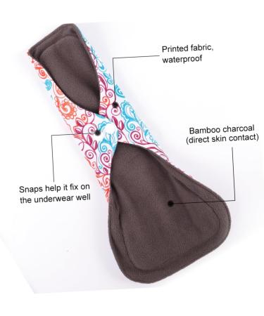 Buy Solustrie 8 pc Washable Menstruation Pads - Charcoal Bamboo Cloth Comfortable & Eco-Friendly - Various Colors | International Shipping - Buy Online on GoSupps.com