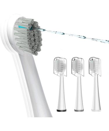 Replacement Flossing Toothbrush Heads for Water Pick SF-01 / SF-02 / SF-03 / SF-04 with Crystal Cap- Compact - 3 Count - White