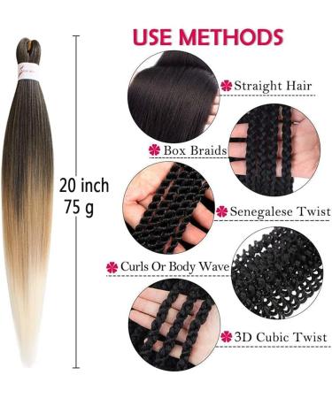 Pre-stretched Braiding Hair Easy Braid 6 Packs Professional Kanekalon Synthetic Fiber Crochet EZ Braids Yaki Texture Braiding Hair Extensions(1B/27/613 20 inch) 20 Inch (Pack of 6) T1B/27/613 - Buy Online on GoSupps.com