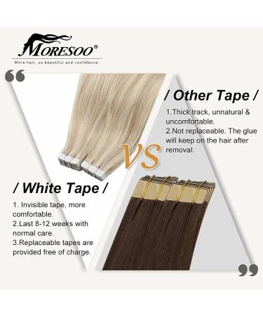 Moresoo 14 Blonde Tape in Hair Extensions - 20 Pieces, 40g - Real Human Hair Highlight #18P613 - Buy Online on GoSupps.com