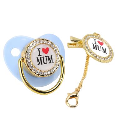 Bling Baby Pacifier with Clips - Soft Silicone BPA Free for 6-18 Months - Blue | Safe & Stylish Infant Soothers - Buy Online on GoSupps.com