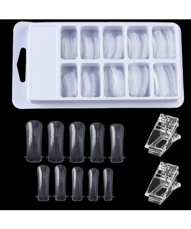 JOCXZI 100 piece Dual Nail Forms Set-Nail shapes for gel nails Nail extension- Set Dual Nail Forms Nail Forms for polygel almond with clip
