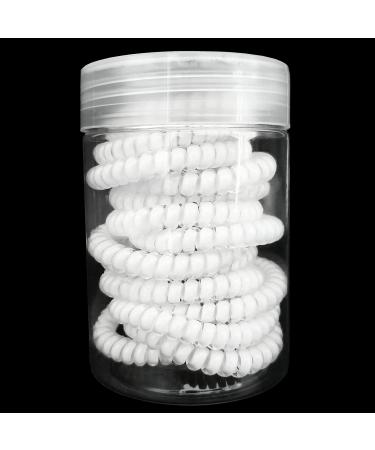 15 Pack White Spiral Hair Ties | Small No Crease Hair Coils | Telephone Cord Plastic Elastic Bands - Buy Online on GoSupps.com