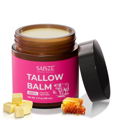 SAISZE Beef Tallow for Skin, Tallow and Honey Balm, 100% Grass Fed Beef Natural Moisturizer for Face, Dry Skin, 4oz