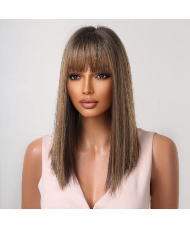 Brown Mixed Blonde Highlight Wig for Black Women | Smooth Bob Wig with Dark Roots & Ponytail | Daily Use - Buy Online on GoSupps.com