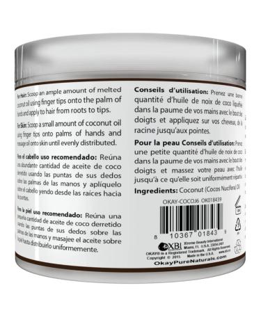 Okay Pure Naturals 100% Pure Coconut Oil - Deep Moisturizing 6 oz (177 ml) - Buy Online on GoSupps.com