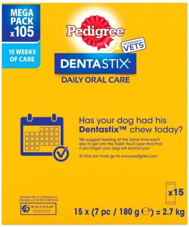 Pedigree DentaStix Daily Dental Chews Medium Dog 10-25kg 105 Sticks - Buy Online on GoSupps.com