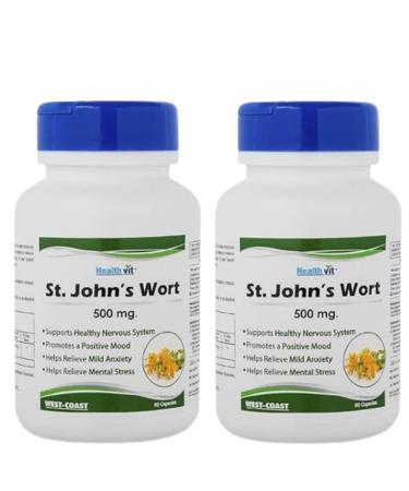 Guru Pack of 2 St. John's Wort Extract - 120 Capsules (60 caps. X 2 4 Months Supply) | Saint John's Wort Capsules