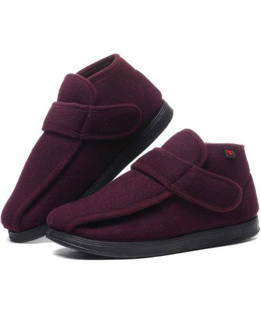 ZHENSI Women's Adjustable Cotton Slippers - Wide Swollen Feet Diabetic Shoes - Non-Slip Memory Foam - Red - Buy Online on GoSupps.com