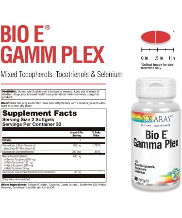 Solaray Bio E Gamma Plex - 60 Softgels | Antioxidant Support with Natural Tocopherol Blend - Buy Online on GoSupps.com