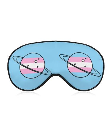Transgender Flag Planet Sleep Mask Eye Cover for Sleeping Blindfold with Adjustable Strap Blocks Light Night Travel Nap for Men Women