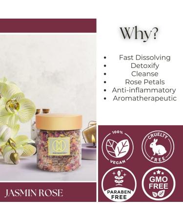 OMM Natural Floral Bath Salt with Rose & Jasmine Petals - Detox Body & Foot Soak, Relaxing Sore Muscles - Pink Himalayan & Dead Sea Salt Flakes - Buy Online on GoSupps.com