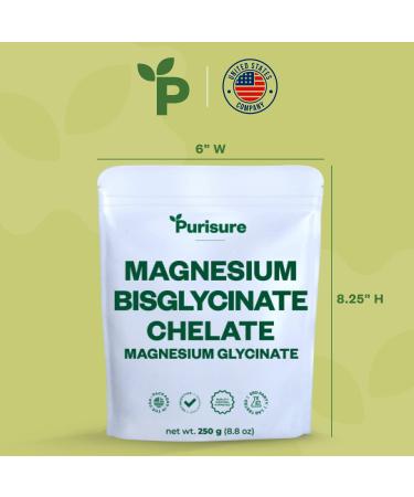 Purisure Magnesium Bisglycinate Powder 250g (8.8oz) | Lab Tested | 133 Servings - Buy Online on GoSupps.com