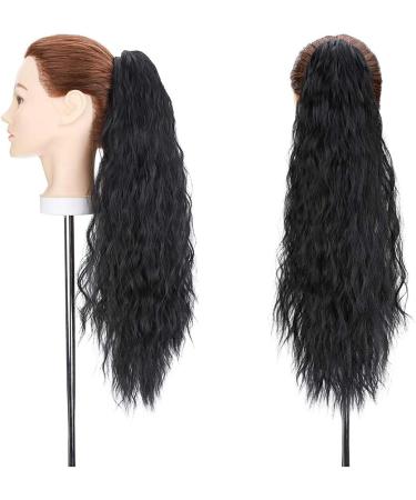 24" Corn Wave Ponytail Extension Claw Clip on Ponytails Wavy Curly Hair Extensions Jaw Pony Tail Hairpiece Jet Black 24inch (Pack of 1) Yaki-Jet Black - Buy Online on GoSupps.com